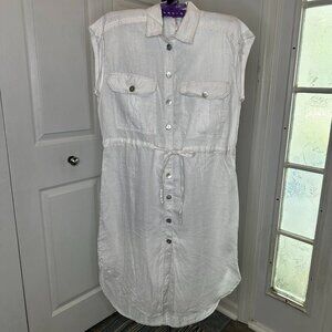 Free People Meet Me Halfway White Linen Tunic Shirt Dress Size XS